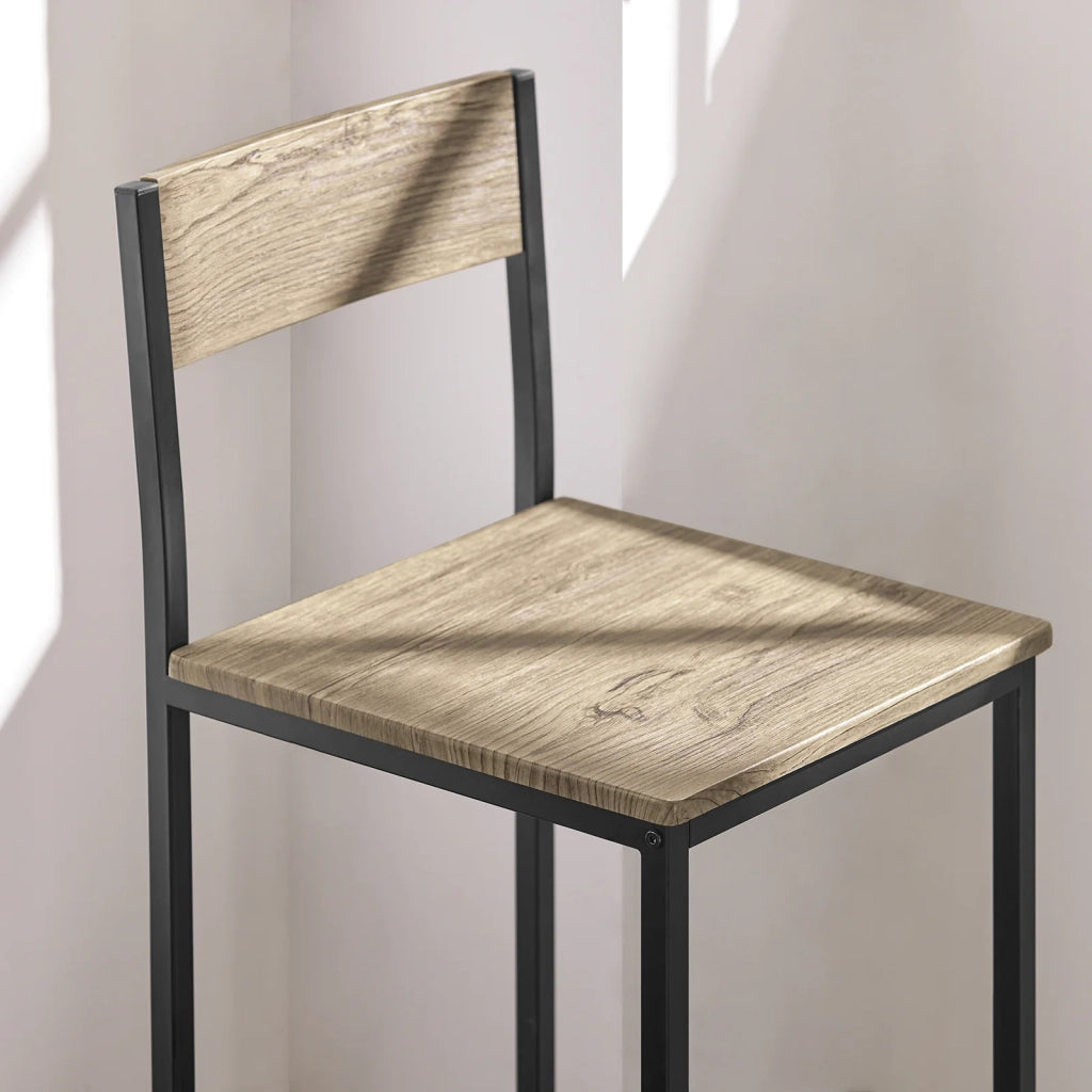 Set 3 Pezzi Tavolo con 2 sgabelli Alto Mobile Bar per casa Stile Vintage,Marrone, L89*P45*A86.5cm OGT03-N