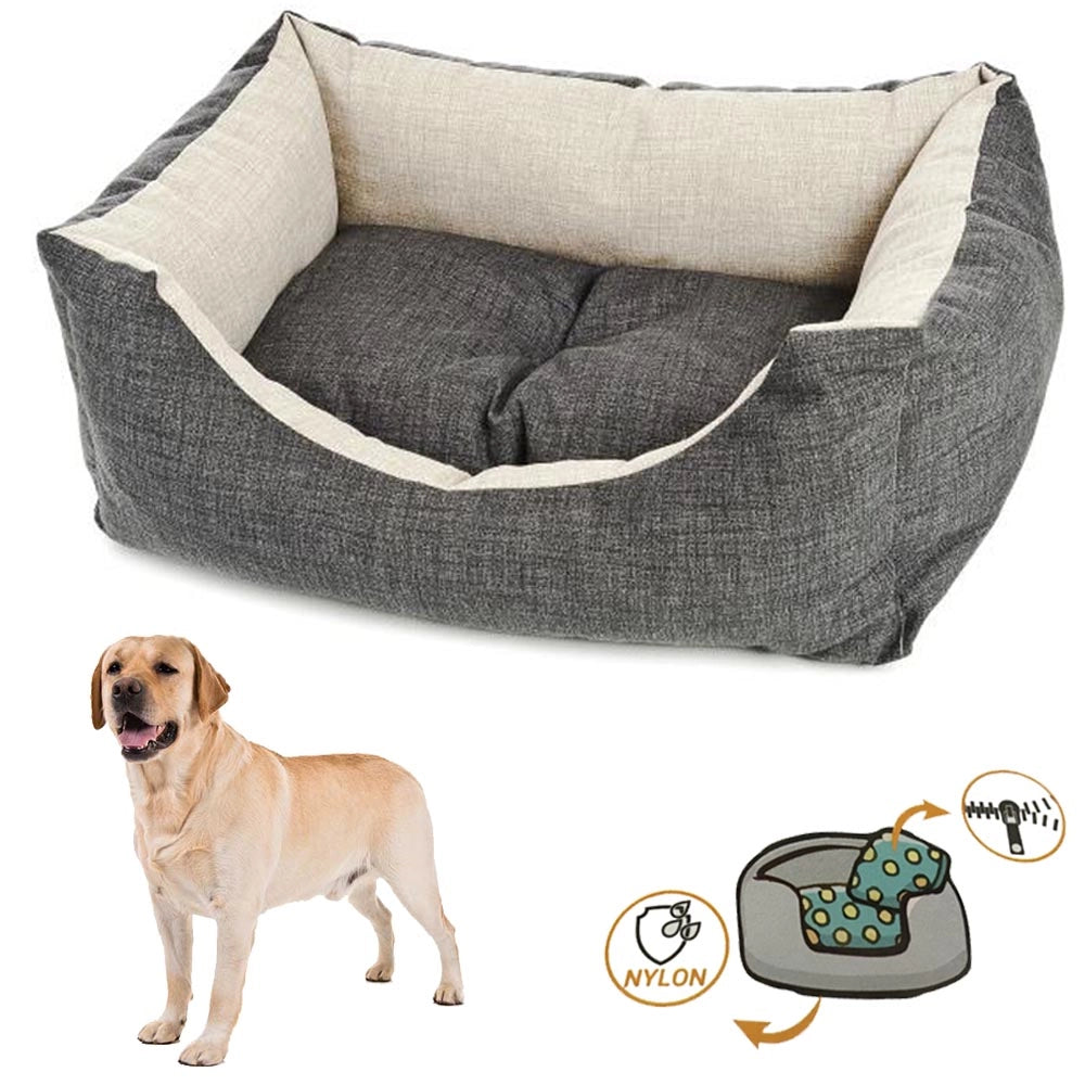 Cuccia per cane con cuscino sfoderabile e lavabile cool grey cm 120xh30 made in italy
