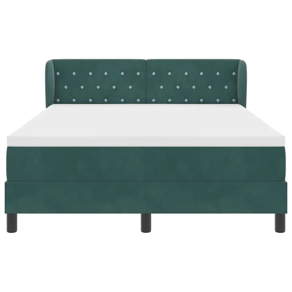 Letto a molle con testiera Verde scuro 140 x 200 cm Velluto 3340337