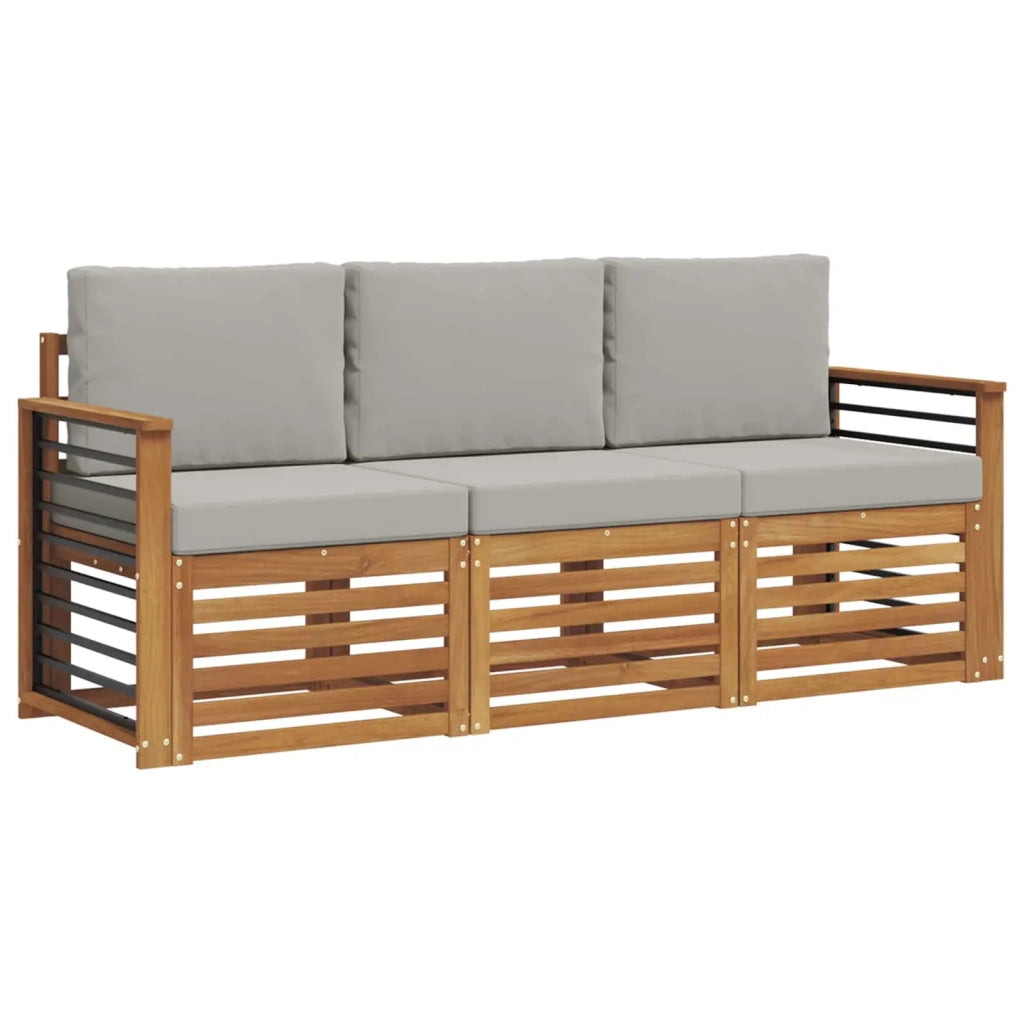 Set divani con cuscino 3 pcs Grigio Naturale e Chiaro