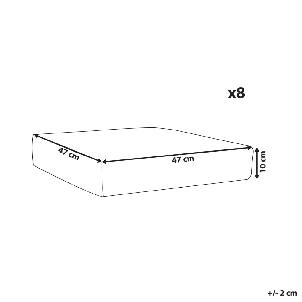 Set di 8 copricuscini per sedili in tessuto grigio per sedie da giardino 47 x 47 x 10 cm
