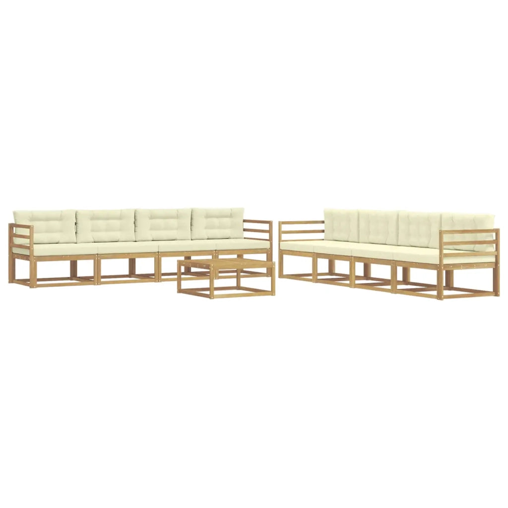 Set di divani da esterno 9 pcs Bianco e Crema 79 x 79 x 37 cm