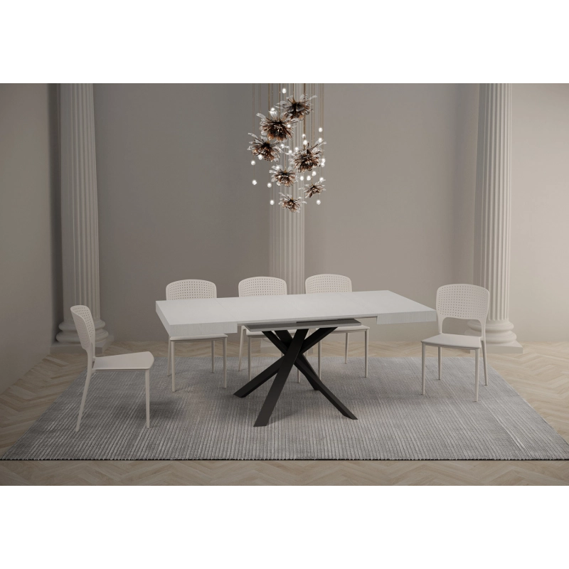 Tavolo allungabile 90x90/194 cm Clerk piano - gambe Antracite - Bianco Frassino