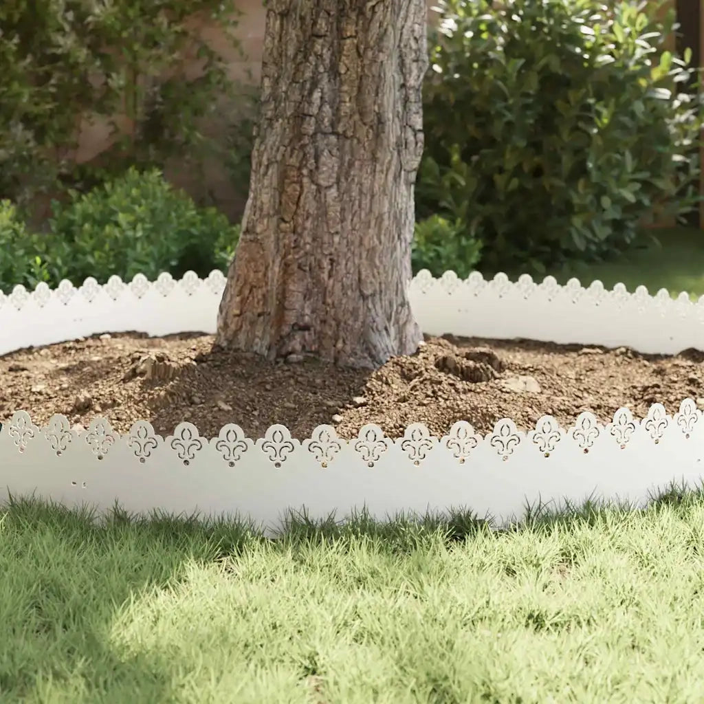 Bordure per prato 20 pcs Bianco 103 x 0,05 x 22 cm Acciaio