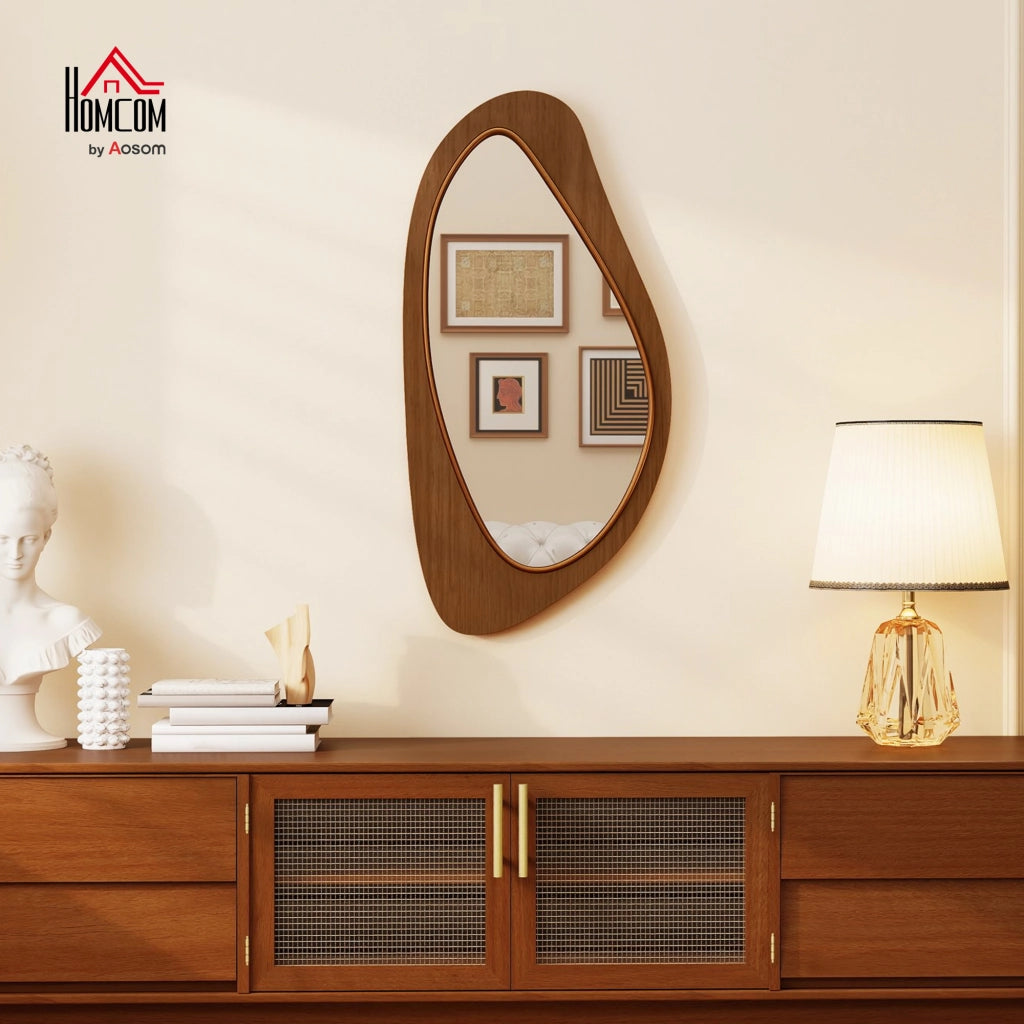 Specchio da parete asimmetrico ¨C zephmum ¨C 91.5x45 cm, effetto legno naturale