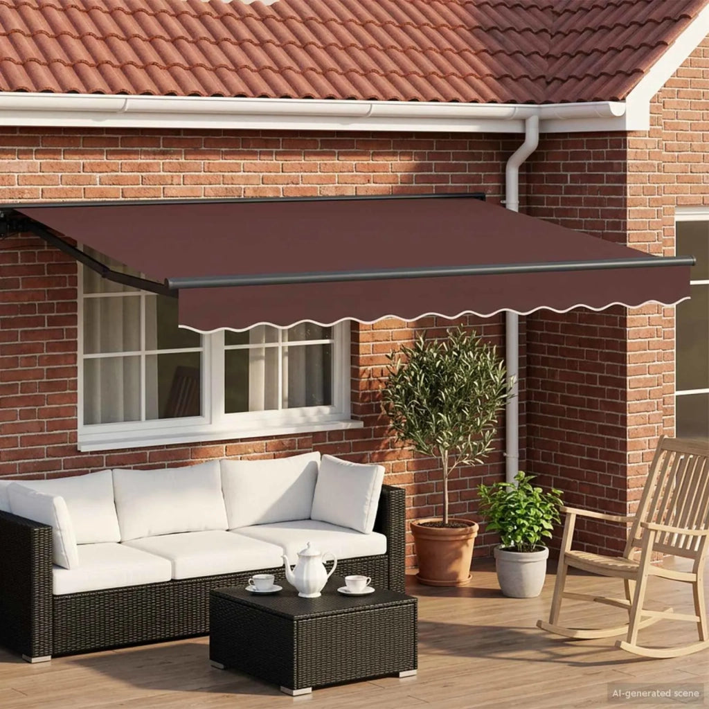 Tenda retrattile manuale-Tenda parasole per balcone Marrone 2,5 x 2 m