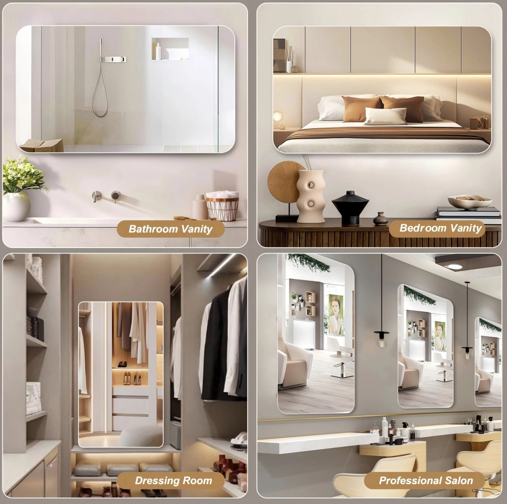 Specchio da bagno 60x100 cm senza cornice argento, orizzontale o verticale