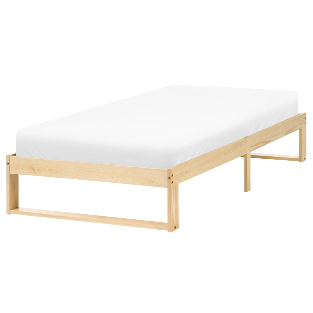 Letto singolo in legno di pino 90 x 200 cm con 3 gambe marrone chiaro stile minimalista