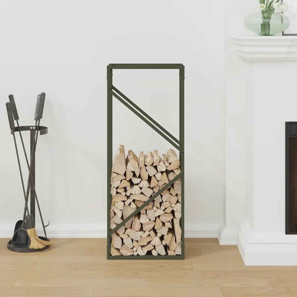 Rastrelliera per Legna da Ardere Verde Oliva 40x25x100 cm CFW3060200