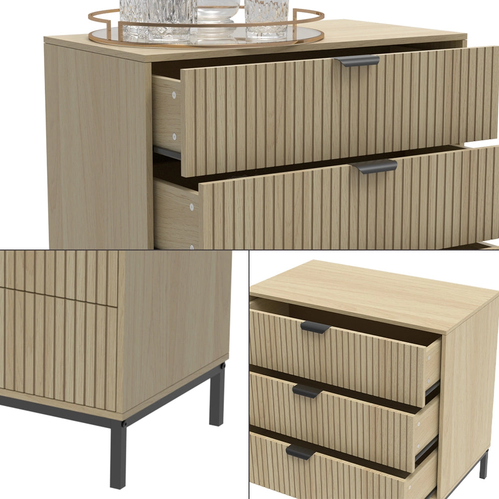 Vicco Cassettiera Rovere 72 x 69 cm con 3 cassetti
