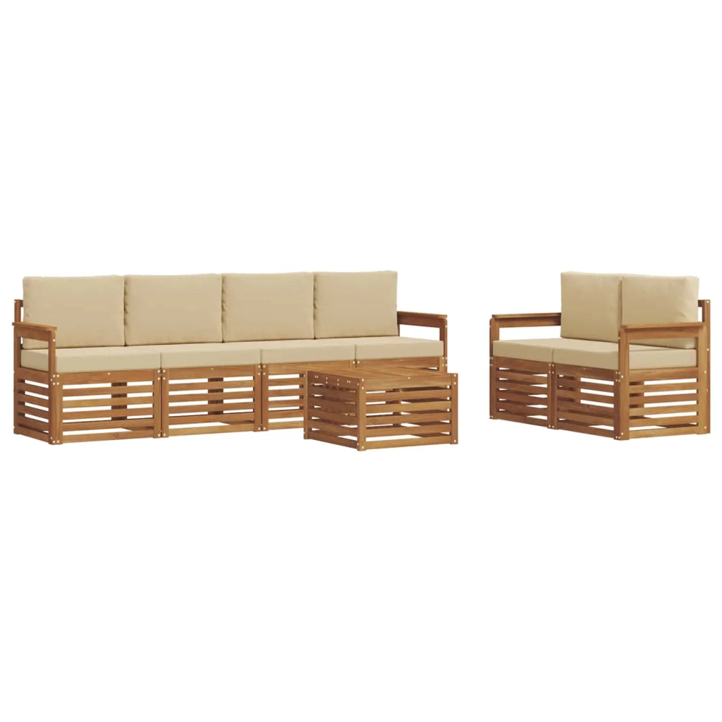 Set di divani da esterno 7 pz Naturale e Beige 3374398