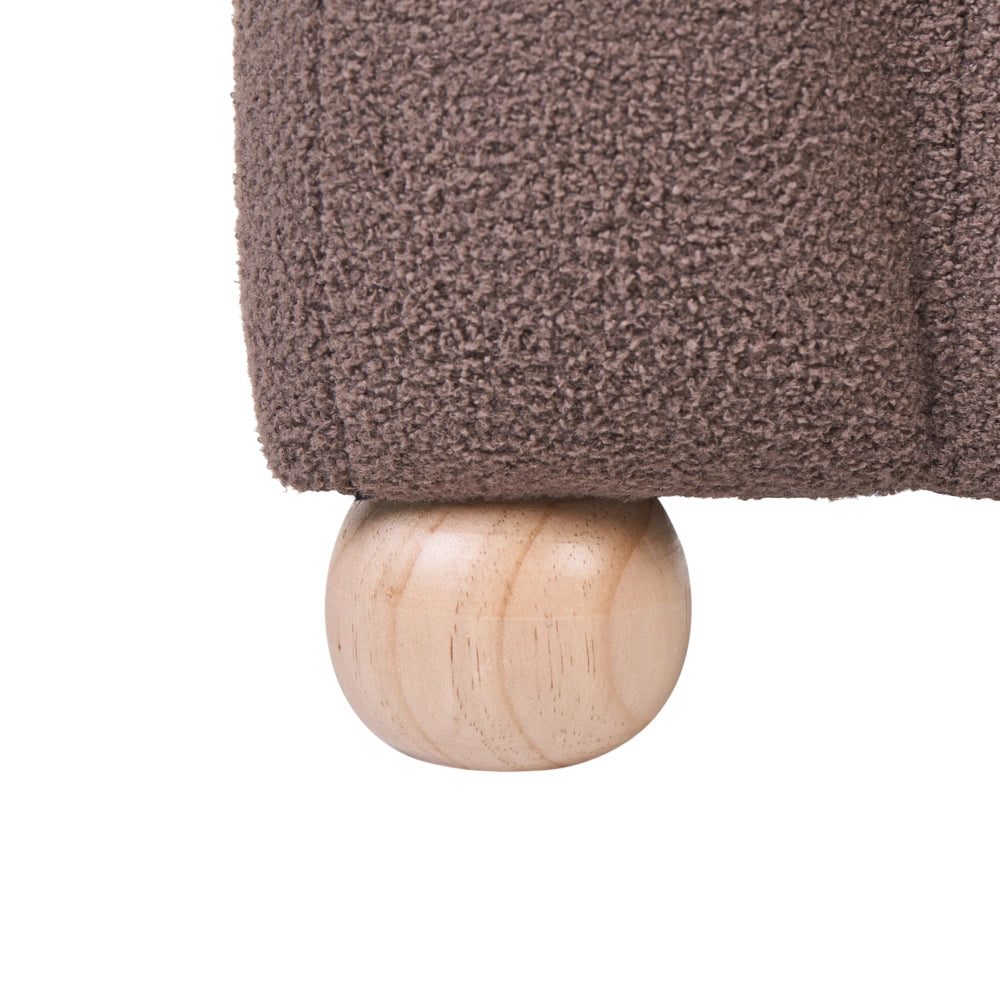 Pouf marrone in bouclé Teddy rivestito con gambe in legno pouf ottomano design moderno accessori per soggiorno