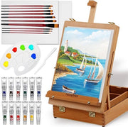 Esego Box Set di Acrilica con tavolo portatile Stand per tavolo di acrilica Pannelli di tela di acrilica Scopa per palette per acrilica Regalo di Natale