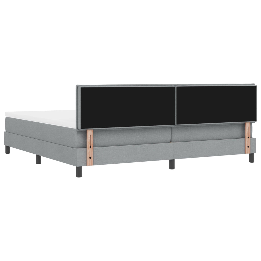 Letto Box Spring con Materasso Grigio Chiaro 200x200 cm Tessuto
