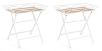 Set 2 Tavolini da Soggiorno 63x40x60 cm in Acciaio Guenda Bianco