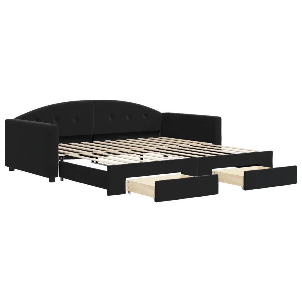 Divano Letto Estraibile con Cassetti-Sofa Letto-Daybed Nero 100x200 cm in Velluto 308787