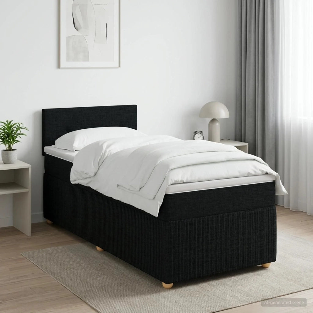 Letto box spring con materasso Nero 90 x 190 cm Tessuto 3452822