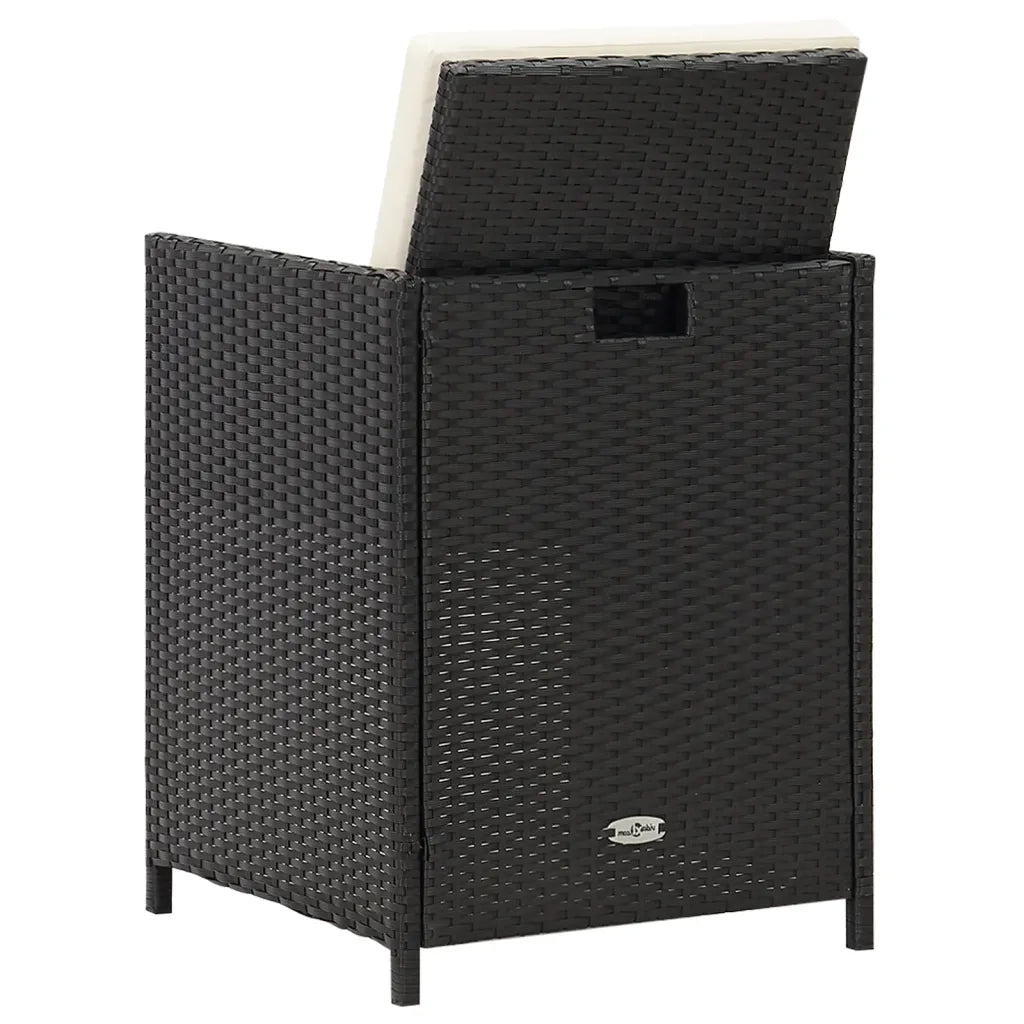 Sedie da Pranzo da Giardino con Cuscini 4 pz Nere in Polyrattan 316802