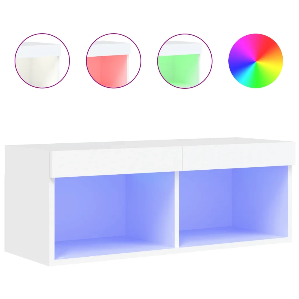 Mobile TV | Armadietto TV | Mobile Porta TV con Luci LED Bianco 80x30x30 cm