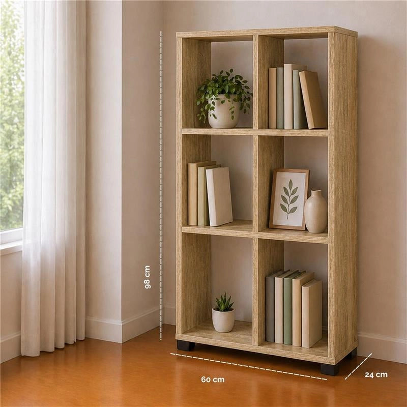 LIBRERIA IN MDF ROVERE CON SEI RIPIANI MISURE: 60X24X98 CM