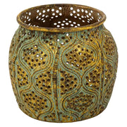 Portacandele in metallo dorato 12,5x12,5x9,5h