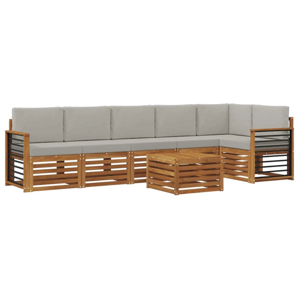 Set divano sezionale con cuscino 7 pcs Grigio Naturale e Chiaro 3374941