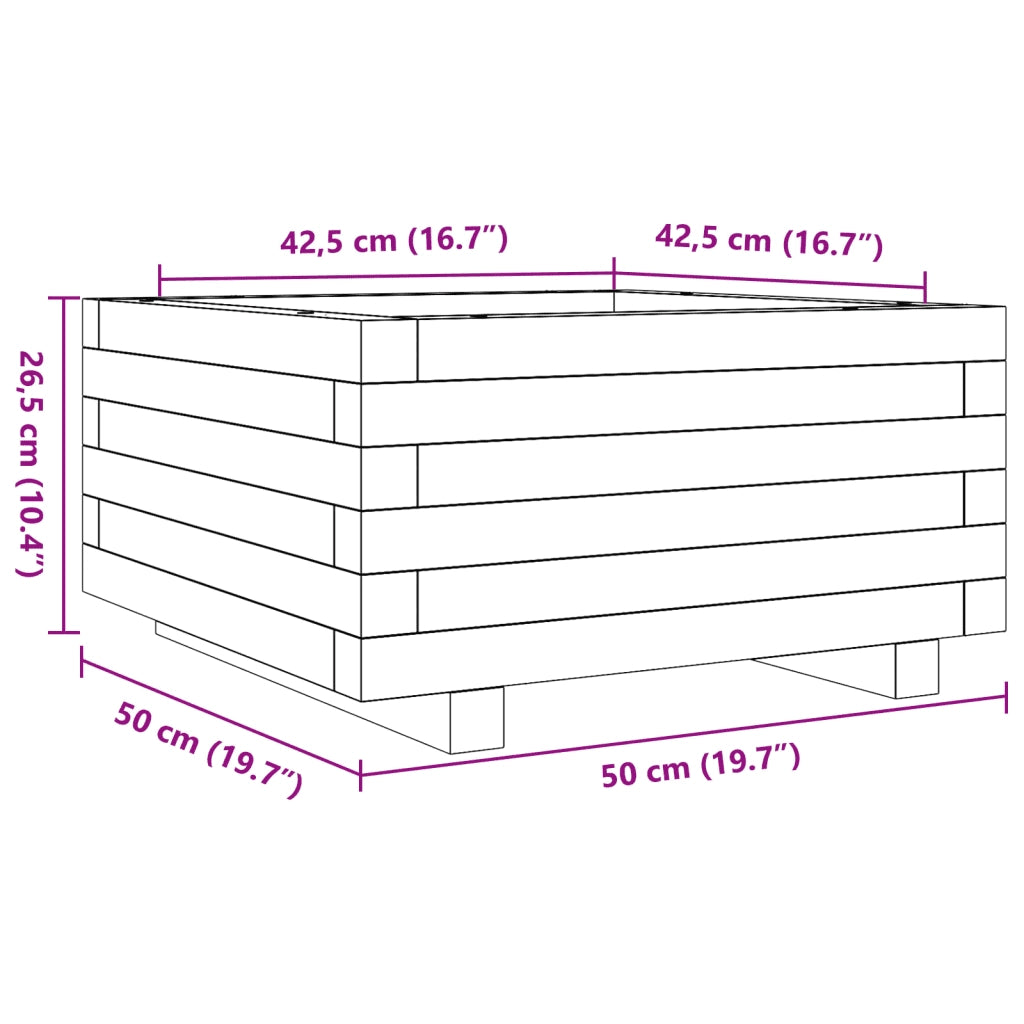 Fioriera Giardino Marrone Cera 50x50x26,5cm Legno Massello Pino 847295