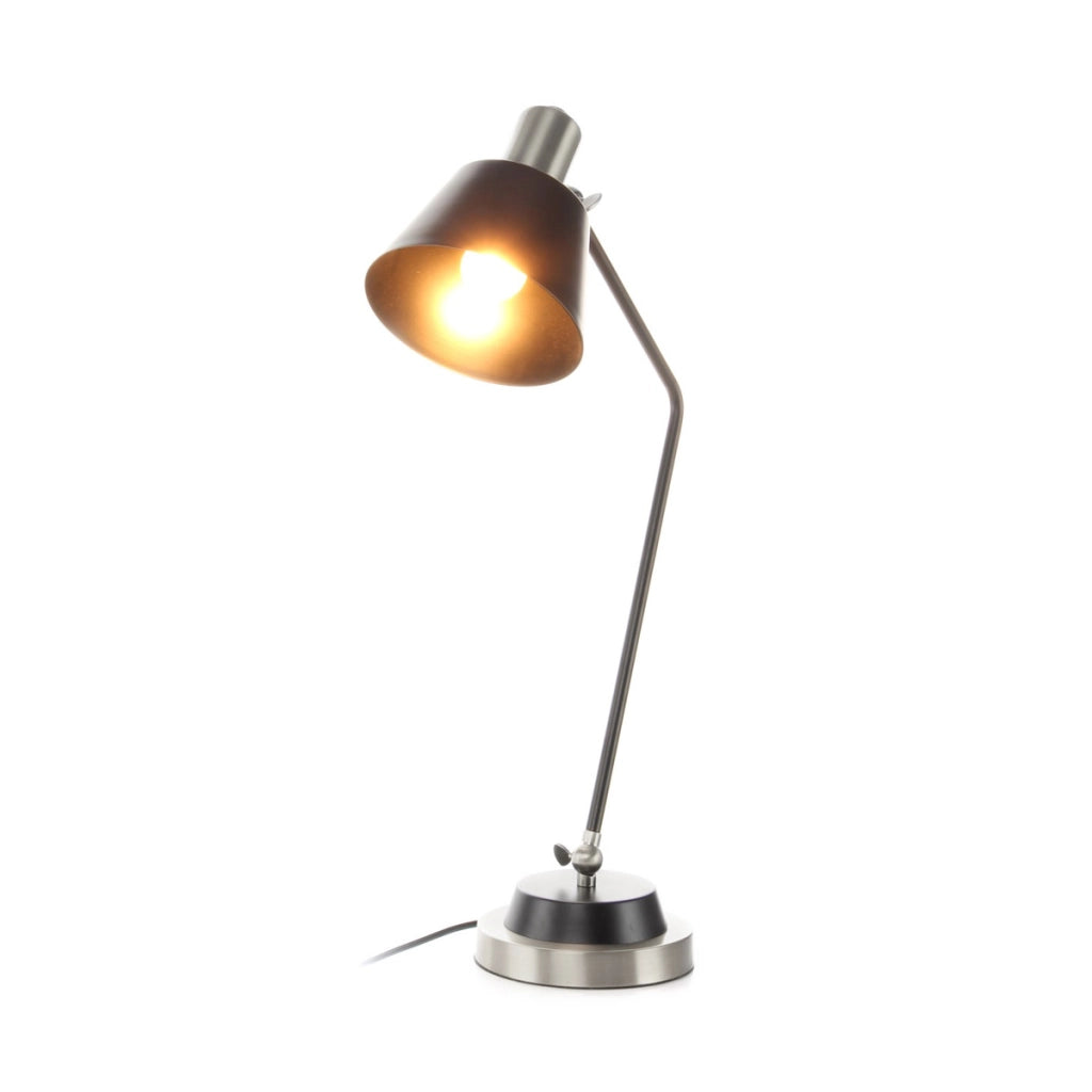 Lampada da tavolo Triumph in metallo nero e argento