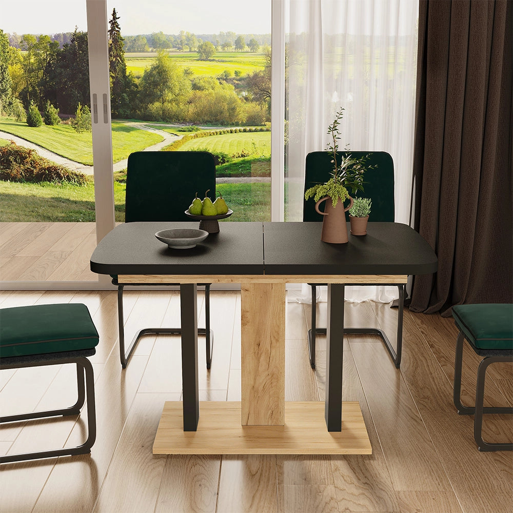Vicco Tavolo da pranzo Estensibile Nero 120/160 x 80 cm 2 parti