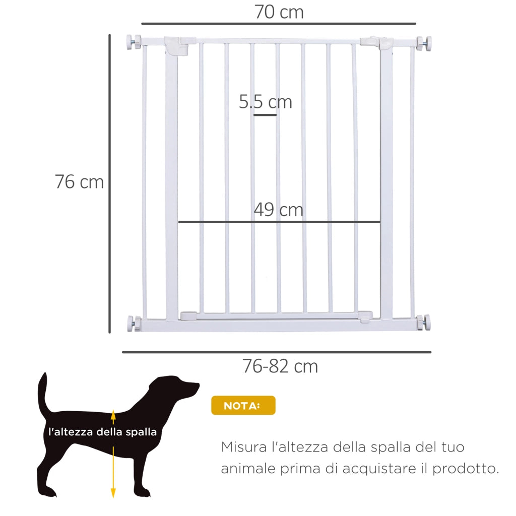 Cancelletto di Sicurezza per Animali Allargabile ¨C zephmum ¨C Bianco Acciaio 76x76-82 cm