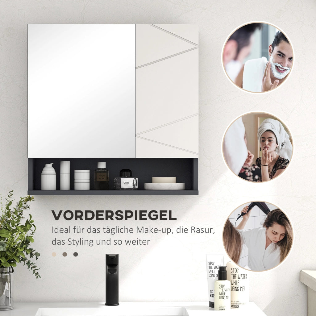 Armadietto Bagno con Anta a Specchio e Ripiani Regolabili ¨C Zephmum ¨C Bianco 60x30x180