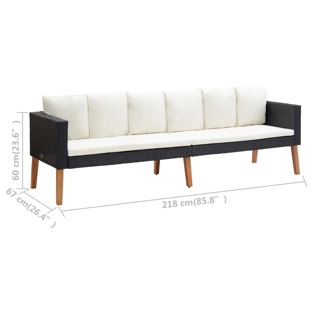 Set Divani da Giardino 4 pz con Cuscini in Polyrattan Nero cod mxl 41776