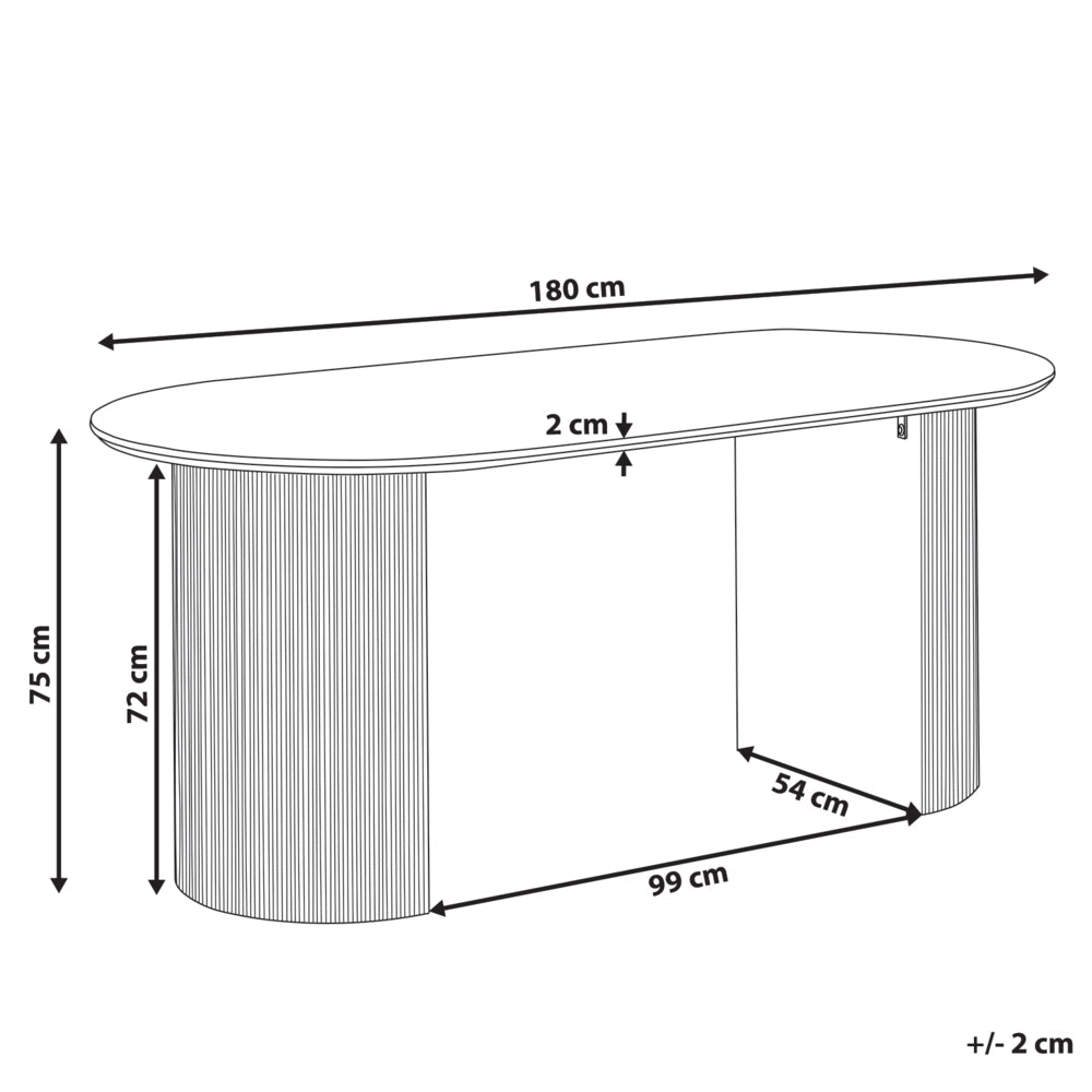 Tavolo da pranzo con piano in MDF nero 180 x 90 cm Ovale a due gambe scanalate Mobili da sala da pranzo moderni