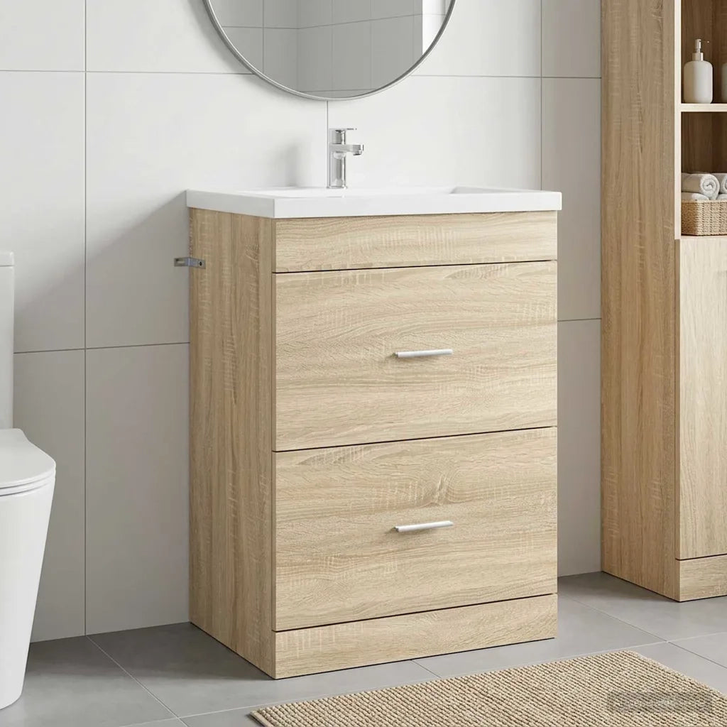 Mobiletto da Bagno Sotto Lavabo Rovere Sonoma 56 x 37,5 x 81 cm 890706