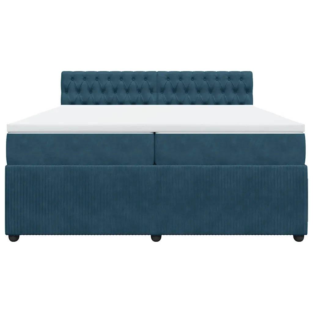 Giroletto a Molle con Materasso Blu 200x200 cm in Velluto