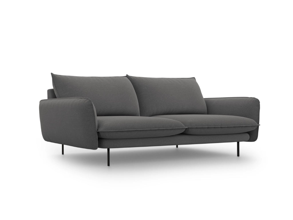 Cosmopolitan Design - Divano "Vienna" 4 posti in tessuto strutturato grigio scuro 