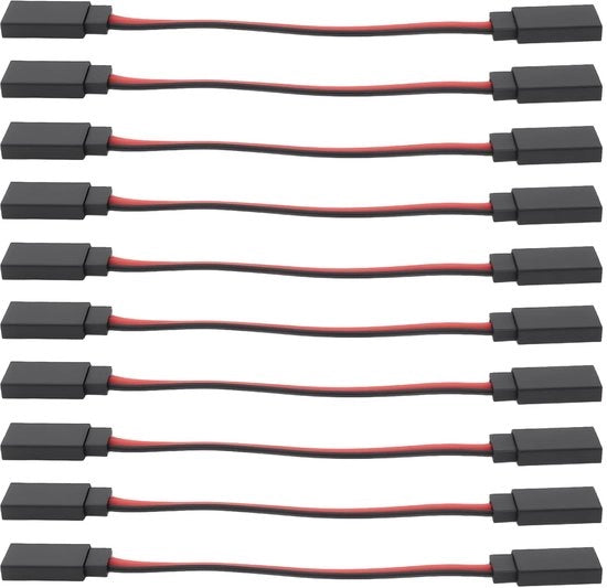 Estensione di Cavo Plug Femmina a Femmina - 10 pezzi - Lunghezza del Cavo 10 cm - Compatibile con Connessione Futaba JR - Costruzione di Alta Qualità - Collegamento affidabile - Cavo per Servo
