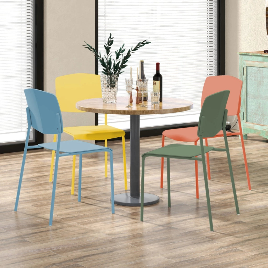 Set di 4 sedie da pranzo con schienale ergonomico e seduta ampia, Sedie laterali senza bracci portata 160kg Colorato-Sedie da pranzo