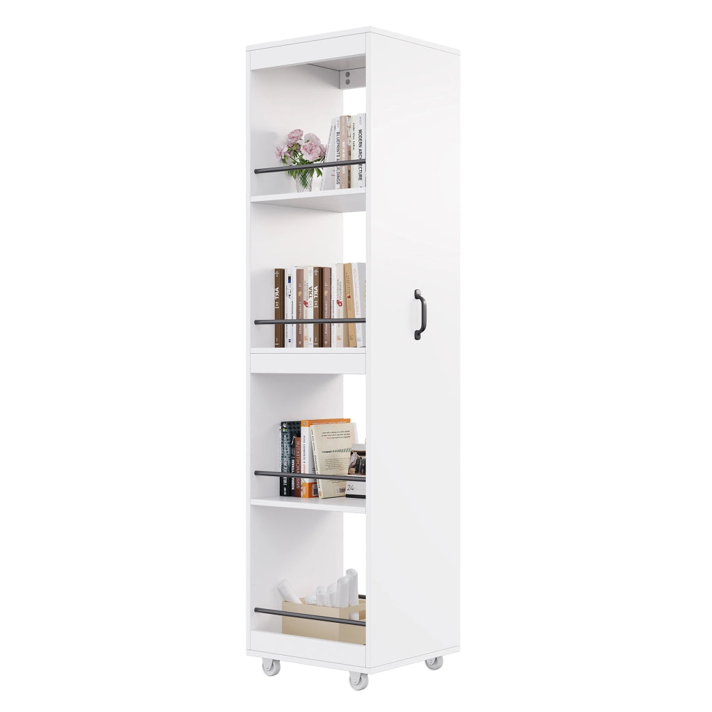 LIBRERIA Stretta 40x30x160,5 cm MDF Bianca con Barre Protettive