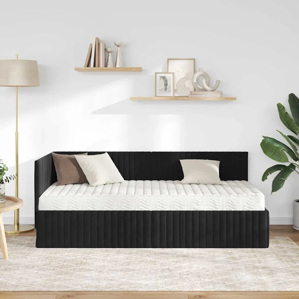 Struttura Letto Angolare con Materasso 2 pcs Nero Velluto 3393813