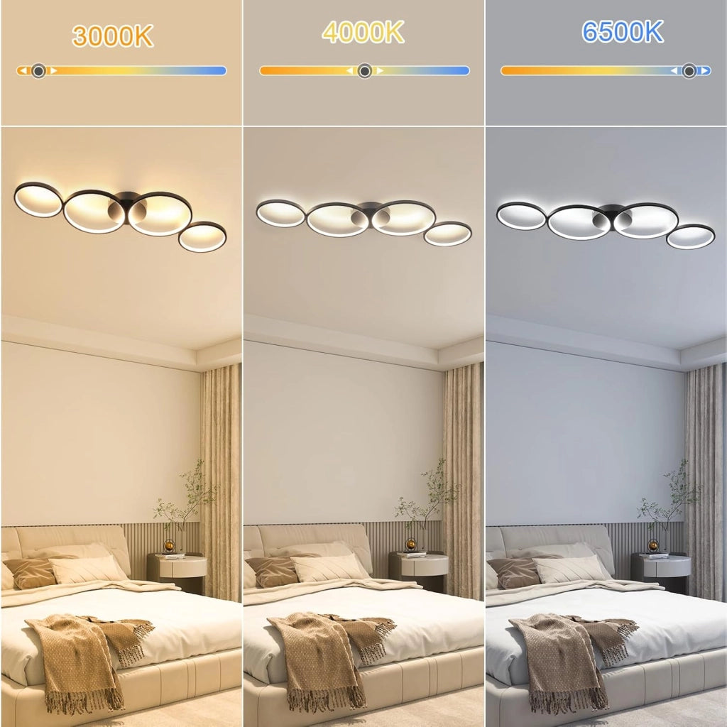 ZMH Lampada da soffitto plafoniera LED moderna telecomando design elegante 4 fiamme