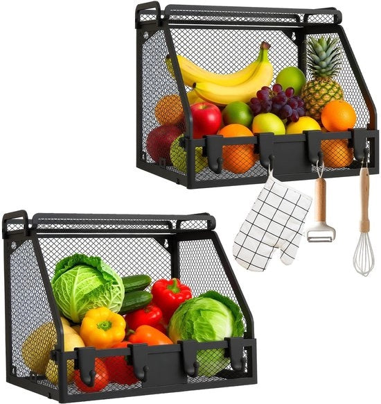 Contenitore a cassetti in metallo con coperchio - Riutilizzabile - Stivabile - Ventilato - Adatto per verdure e frutta