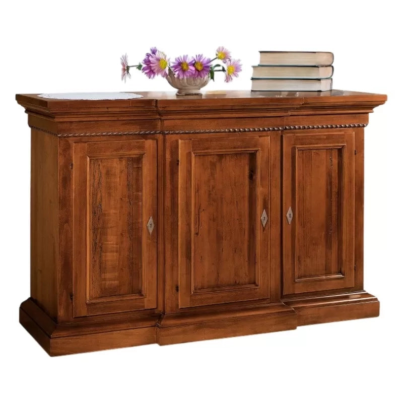 Credenza 3 porte corpo avanzato legno noce arte povera 175x52x110 (603) - Mobili 2G