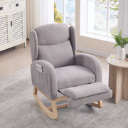 Sedia a Dondolo con Schienale Alto - Zephmum- Regolabile in Tessuto Teddy Grigio