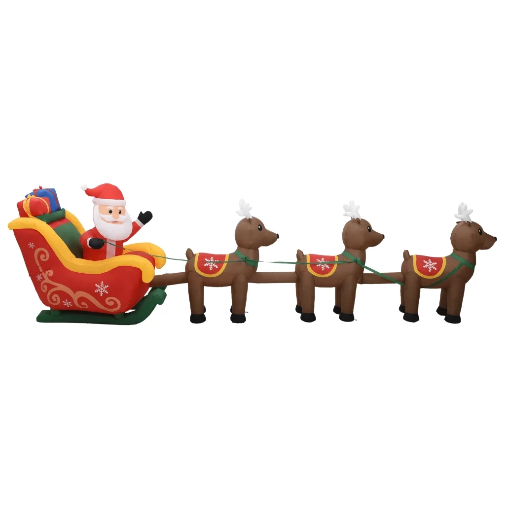 Decorazione Babbo Natale Gonfiabile con Renne LED 490 cm 288849