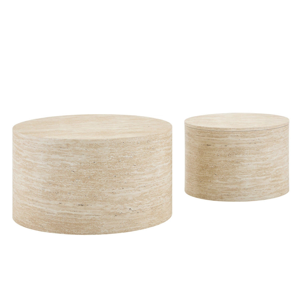Set di tavolini da caffè con design impilabile in MDF naturale