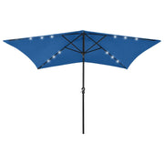 Ombrellone con LED e palo in acciaio 2 x 3 m azzurro 02_0008067