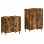 Set di Armadi da Bagno da 2 Pezzi ALKMAAR Rovere Fumo 3417590