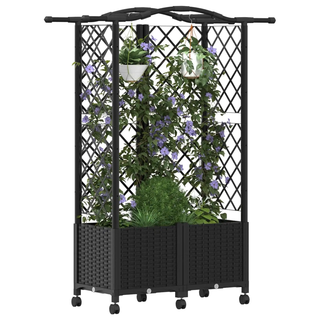 Letto Rialzato con Griglia e Tetto Nero 122 x 40 x 144 cm PP 3423022