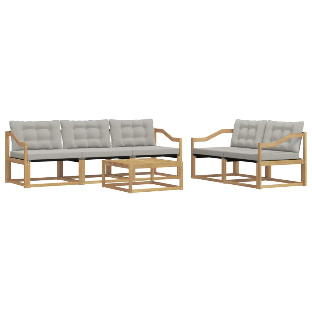 Set di divani da esterno 6 pcs Bianco e Grigio Chiaro
